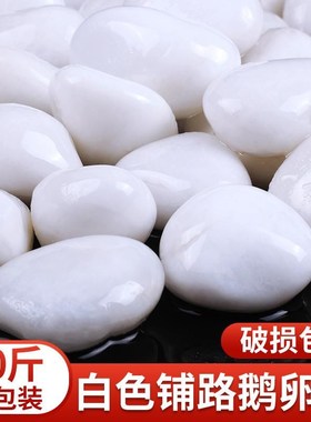 白色鹅卵石天f然雨花石原石庭院园林铺路造景装修鹅暖石石头白石