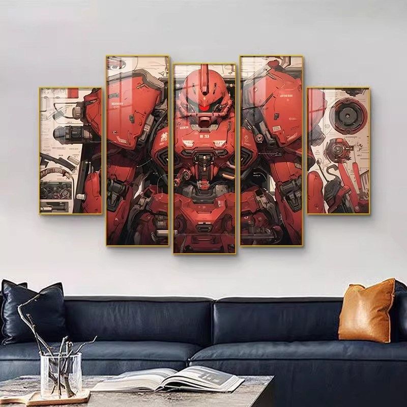 高达挂画独角兽海报二次元电竞房C间墙壁画男孩房间卧室床头装饰