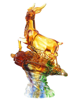 琉璃如意生肖羊i摆件居家客厅装饰柜摆放亲朋好友节日送礼工艺品