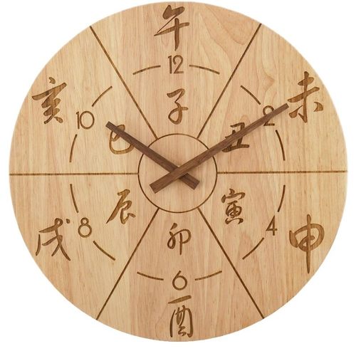 中式风格创意十二时辰实木挂钟客厅卧室静音P复古简约表现代装饰