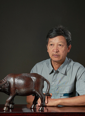 黑檀木雕水牛摆件实木客厅公司老板E桌办公室装饰创意生肖牛吉祥