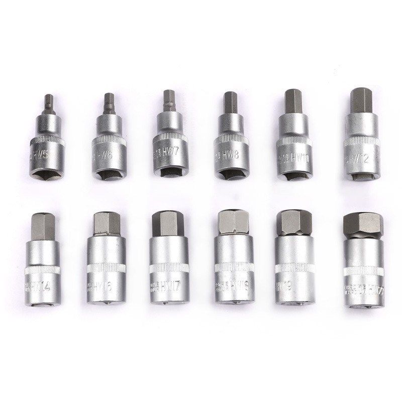 厂家直销12PC1/2规格工具钢滚花压批套筒气R动汽修组套五金工具