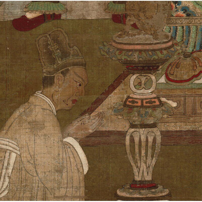 五代高僧贯休十六m罗汉像-宾度罗跋啰惰阇尊者原大挂画画稿装饰