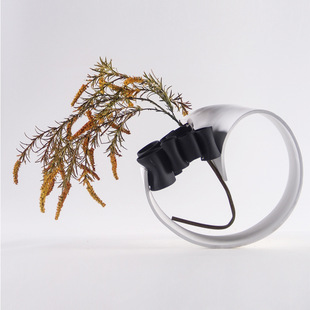 简约创意陶瓷花瓶环m形摆件客厅样板房花艺花器软装工艺品餐桌饰