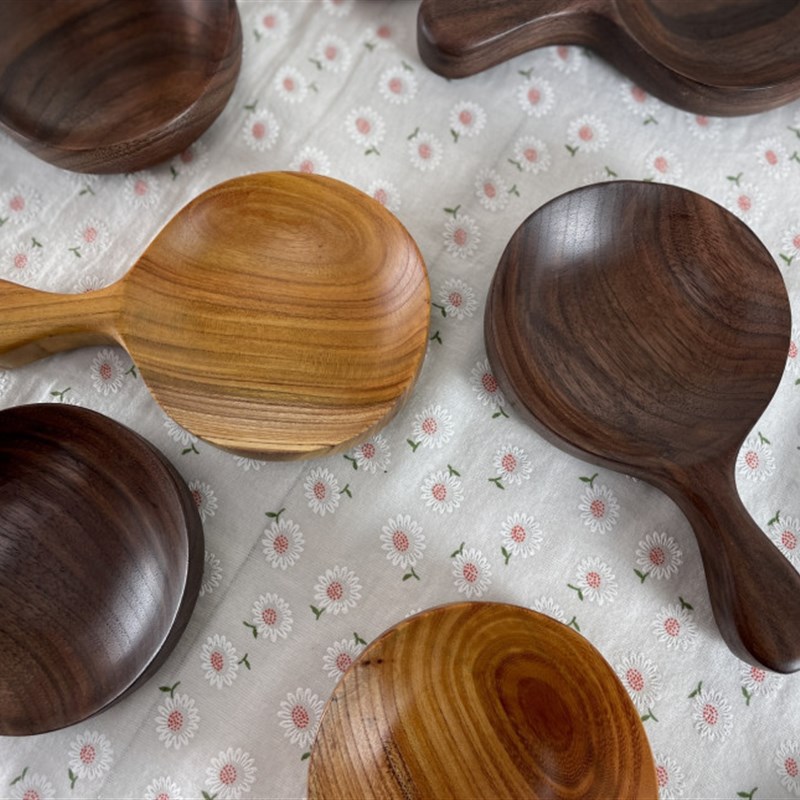 直邮吃播hamzy同款手工实木把手柄迷你甜品.酱料碟盘子