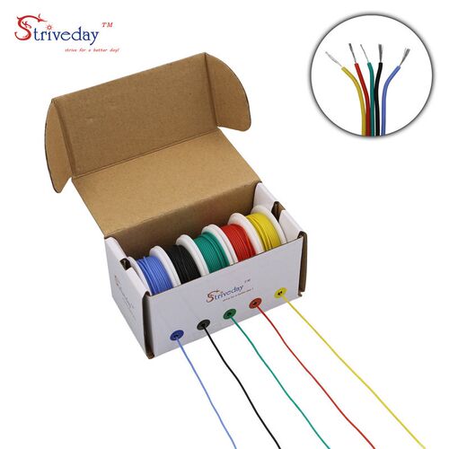 30AWG 50m/box Cable Wire Flexible SiliIcone 5 color Mix box
