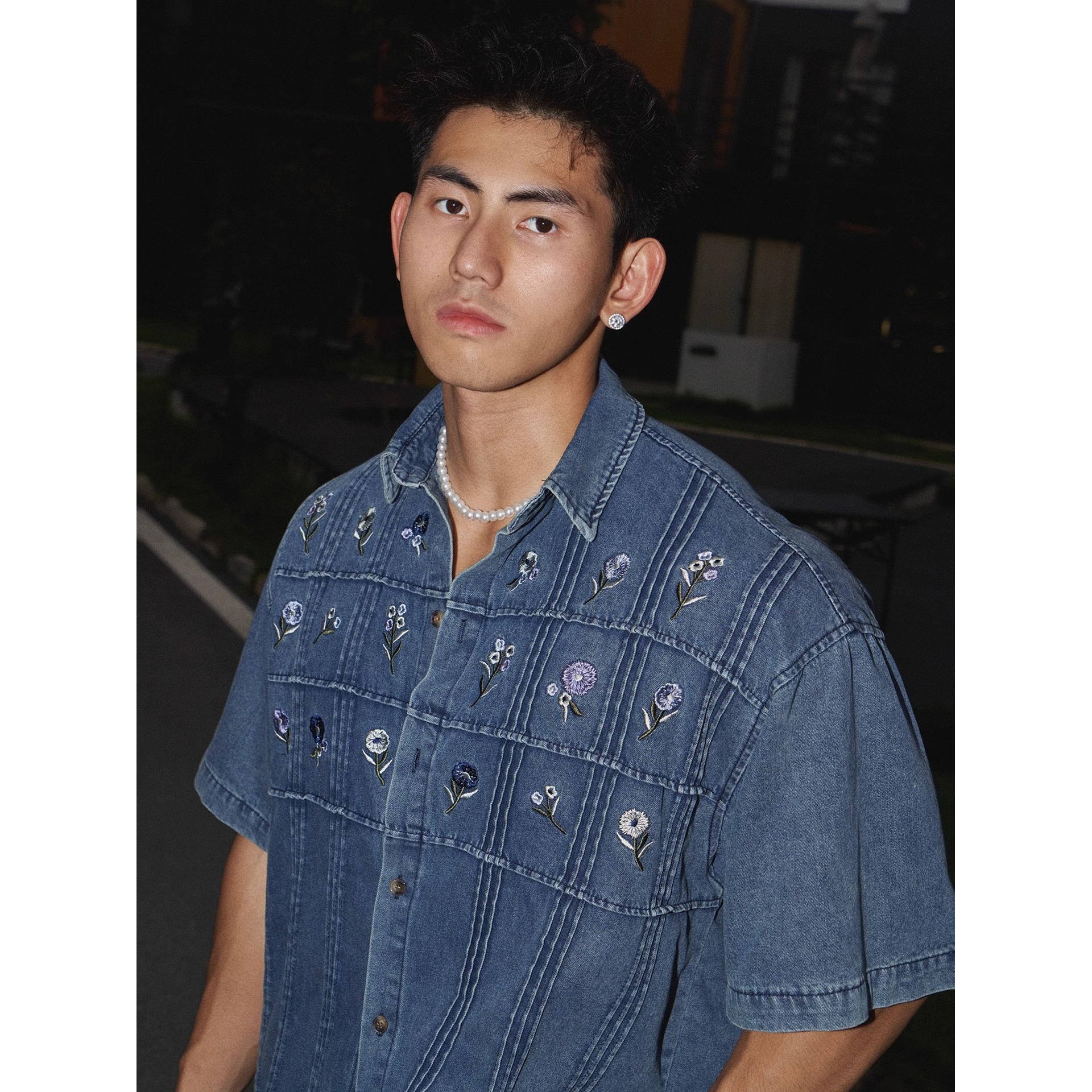 日本品质水洗牛仔短袖衬衫男2025年夏季新款做旧美式潮牌宽松工装