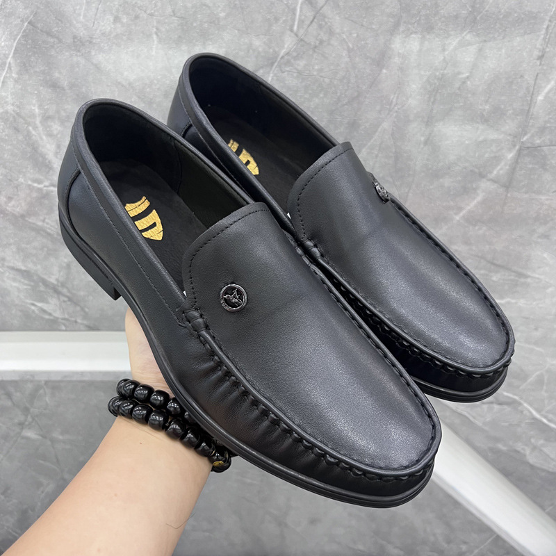 日本品质头层牛皮男鞋春秋款商务休闲皮鞋低跟男士真皮软底正装透