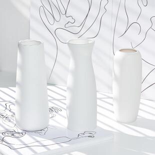 爆款满天星陶瓷白色干花花瓶水养北欧家居客厅书房餐桌插花摆件装