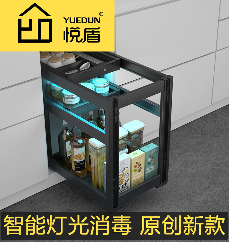全铝调味拉篮 抽中抽小尺寸厨房橱柜抽屉式调味篮刀架 生产厂家