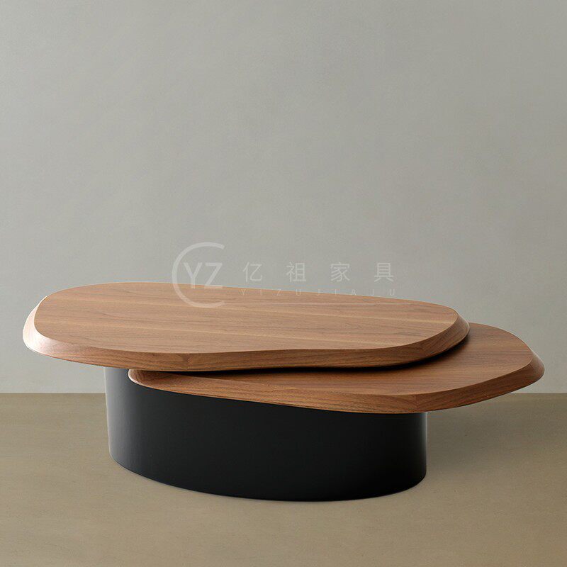 设计师创意不规则客厅实木茶几民宿会所异形茶桌高低艺术咖啡桌