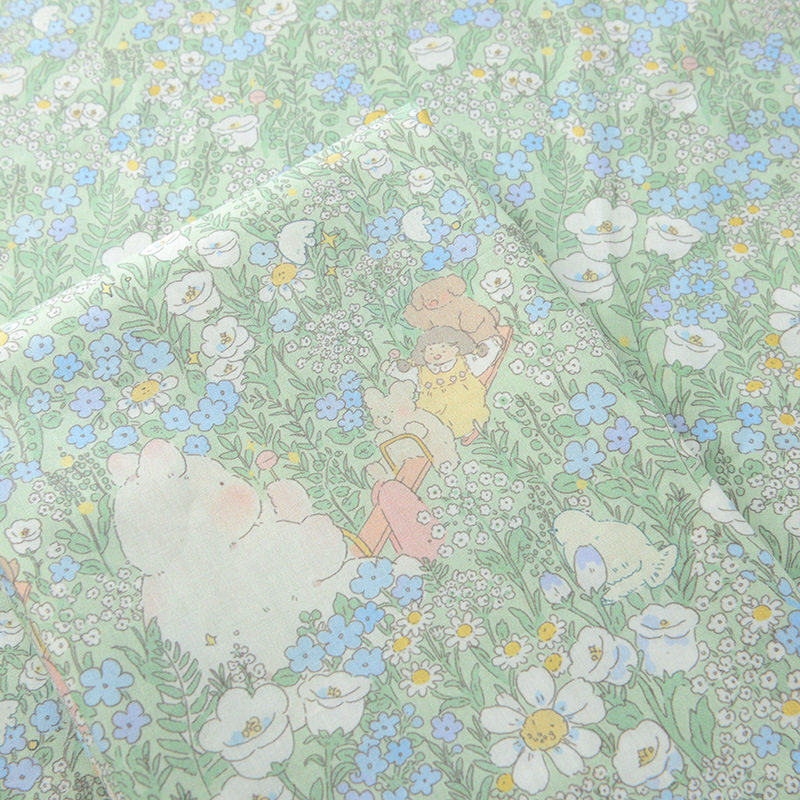 羡鸟纯棉布料服装植物田园纯棉成人裙子花卉宝宝儿童小清新草地