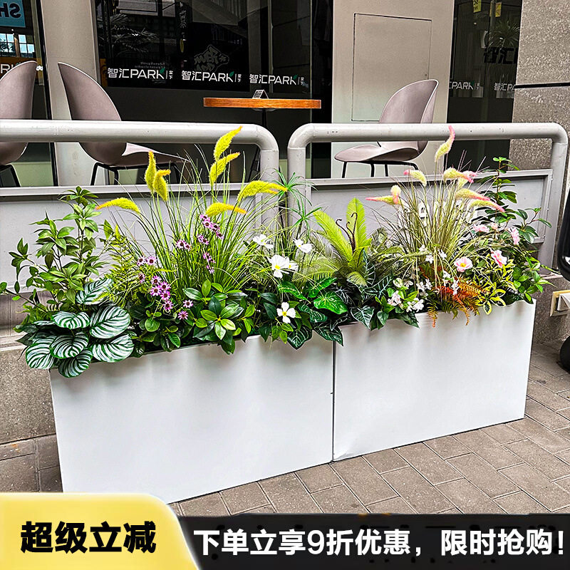 wo+仿真狗尾草芦苇花箱绿植花草混搭商业街造景装饰户外隔断摆放