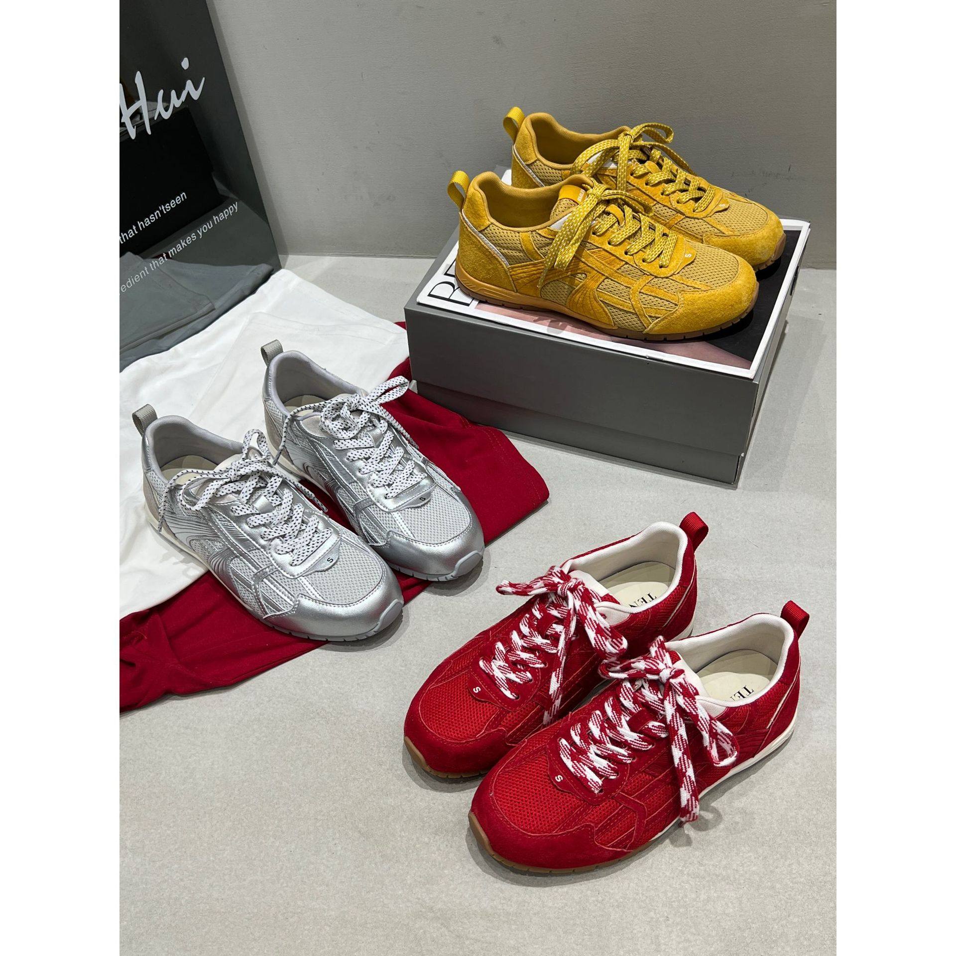 网面厚底阿甘鞋运动鞋女2026春季新款真皮百搭小个子增高德训鞋女,女鞋,时尚休闲鞋,淘宝优惠券,粉丝福利购,淘宝优惠卷