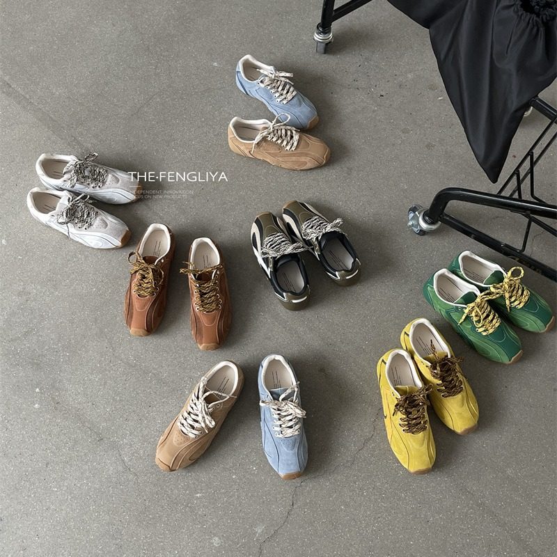 复古通勤拼色系带平底运动蓝色德训鞋女百搭轻便舒适跑步阿甘鞋潮,女鞋,休闲板鞋,淘宝优惠券,粉丝福利购,淘宝优惠卷