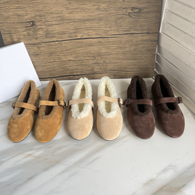 毛毛鞋软皮羊皮毛一体玛丽珍鞋女