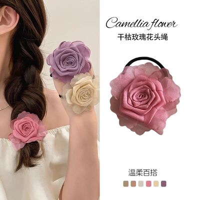 玫瑰花朵发圈法式头绳