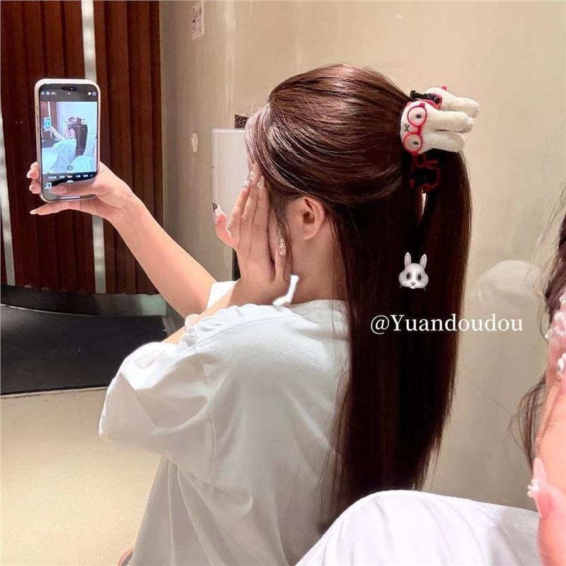 毛绒少女感kt猫香蕉夹高颜值时尚百搭高马尾后脑勺优雅气质发饰