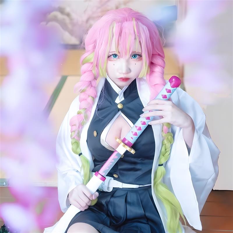 鬼灭之刃cos服甘露寺蜜璃cosplay假发日轮刀武器纹身贴鞋子道具