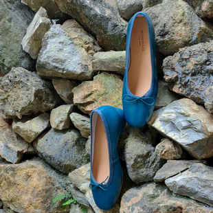 3.5CM中跟鞋 月下深海蓝玛丽珍女鞋单鞋女小皮鞋平底鞋女芭蕾鞋女