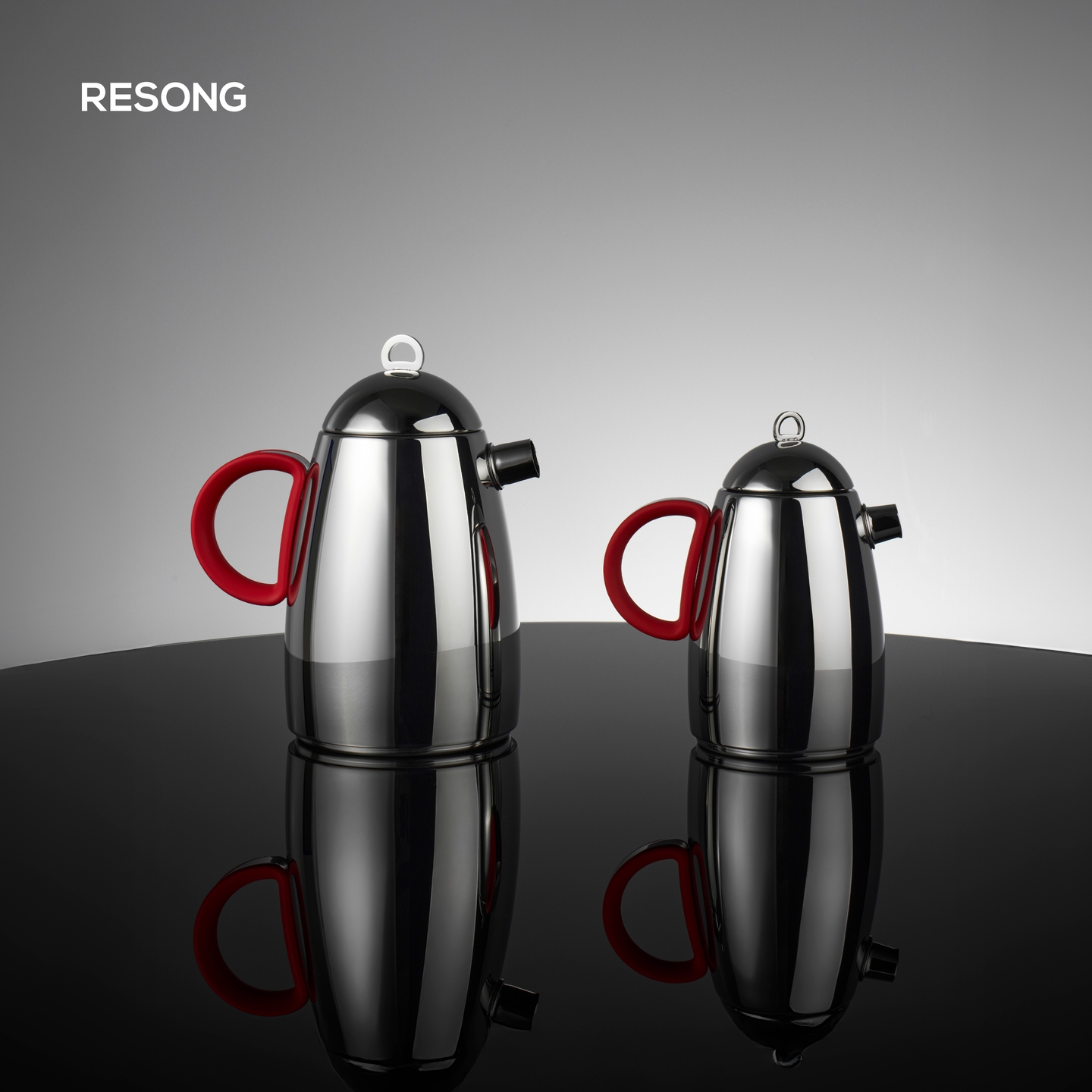RESONG日诵 奢蒂红柄茶壶 304镜面抛光不锈钢轻奢带滤网水壶泡茶