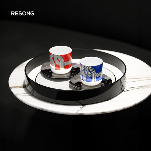 RESONG日诵家居 欧普圆托盘 黑色漆器 软装饰品高级感家居摆件