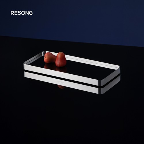 RESONG日诵家居 HD流光精抛耀黑托盘 不锈钢玻璃收纳盘设计师饰品