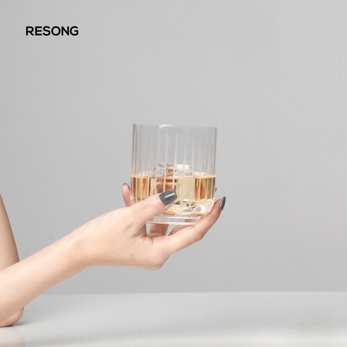 RESONG日诵家居 絮雨手刻水晶威士忌对杯 洋酒杯水杯