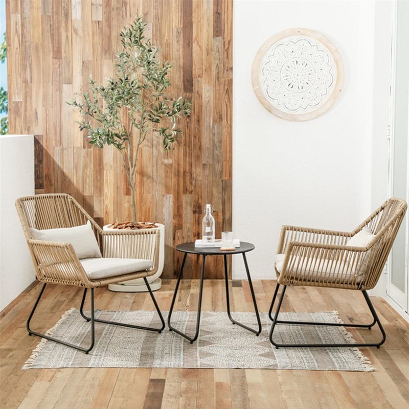 北欧闲户特里尔桌椅外桌s椅轻用奢阳台户外家具庭院家藤休编桌三