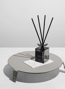 现代简约银色皮质金属圆形u托盘样板间售楼处客厅茶几桌面软装饰