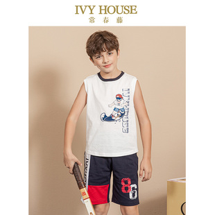 廓形无袖 IVY 款 男童背心夏季 上衣运动透气排汗 HOUSE常春藤儿童装