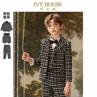 款 男童春季 经典 格纹西装 子马甲 IVY 外套西服裤 HOUSE常春藤儿童装