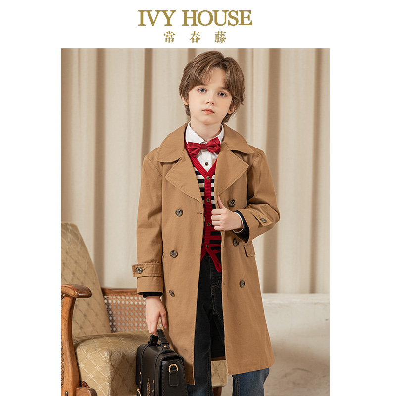 中长款双排扣百搭翻领风衣常春藤