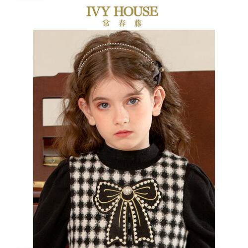 IVY HOUSE常春藤童装女童秋款 蝴蝶结领花儿童领结学院风时尚配饰