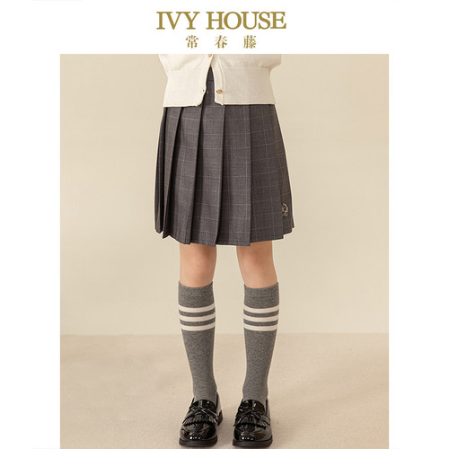 IVY HOUSE常春藤儿童装女大童春秋季新款 格子百褶裙半身裙JK短裙