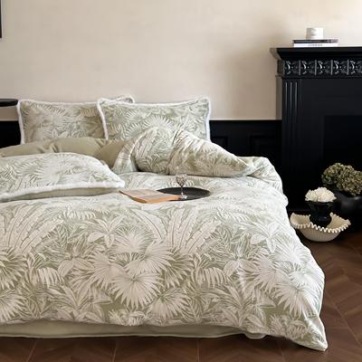 秋冬季加厚雕花牛奶绒四件套双面加绒珊瑚绒法兰被套床笠床上用品