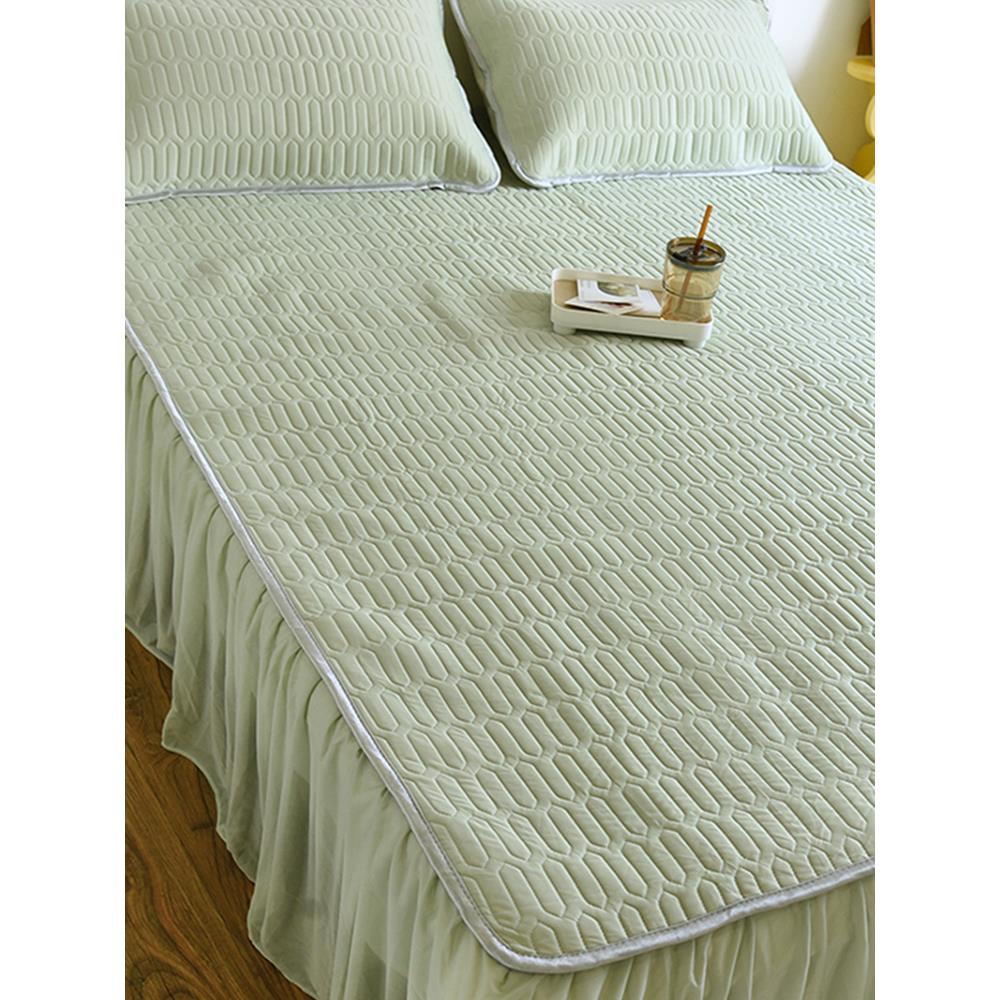 夏季A类乳胶冰丝凉席三件套床裙款夏天空调软席子床单垫可机水洗