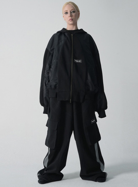 OLIX机能户外冲锋工装裤子男春秋季潮牌宽松直筒阔腿休闲长裤美式