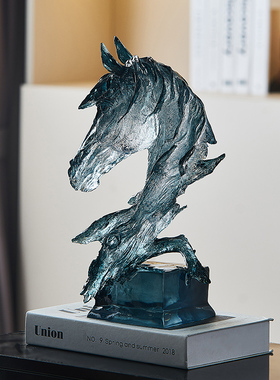 透明马头轻奢高档抽象艺术工艺品电视柜水晶酒柜装饰品摆件办公室