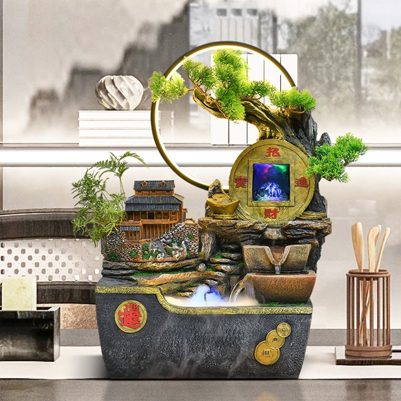 流水摆件循环水桌面摆件客厅办公室装饰玄关开业招财礼物客厅摆件