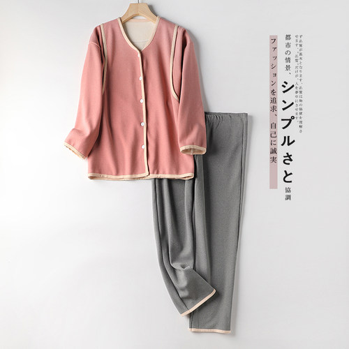 月子服秋冬季11月份12产后德y绒加厚加绒孕妇待产哺乳睡衣喂奶套