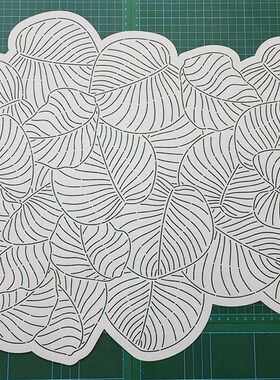 154 叶儿翩翩 刺绣刺子绣镂空画图模板diy 拓图描图工具杯垫茶席