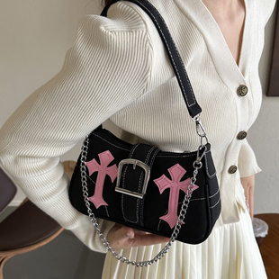小众包包女包2023新款高级感质感帆布百搭爆款链条通勤单肩腋下包