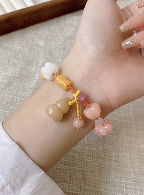 新中式南瓜珠串珠手链禅意古风高级感葫芦手串复古气质爆款手饰品