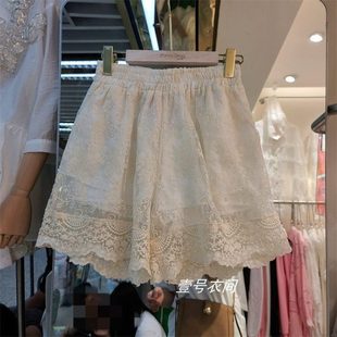外穿辣妹ins 特大码 胖mm300斤蕾丝花边休闲短裤 女夏装 宽松阔腿热裤