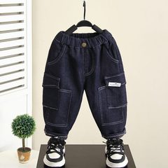 男童牛仔裤秋冬款儿童裤子冬季加绒加厚休闲裤宝宝冬装一体绒长裤