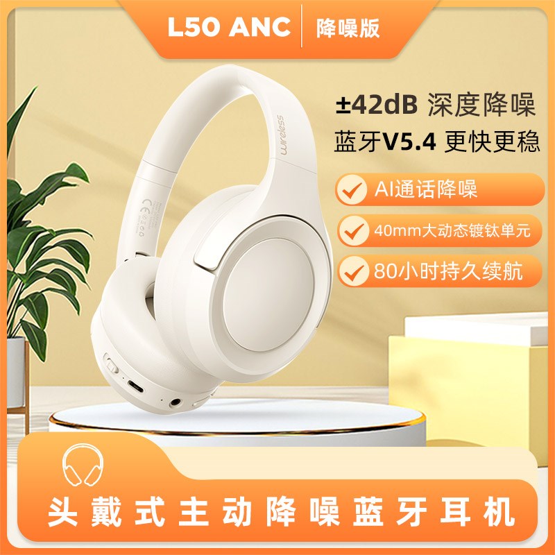 倾听者适用蓝牙耳机头戴式主动降噪无线游戏新款N2024有线带麦续