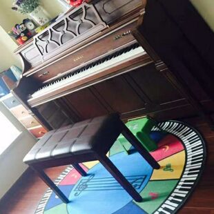 圆形钢琴彩色键盘防滑地毯五线谱琴凳垫地毯水洗不掉色成品中国风