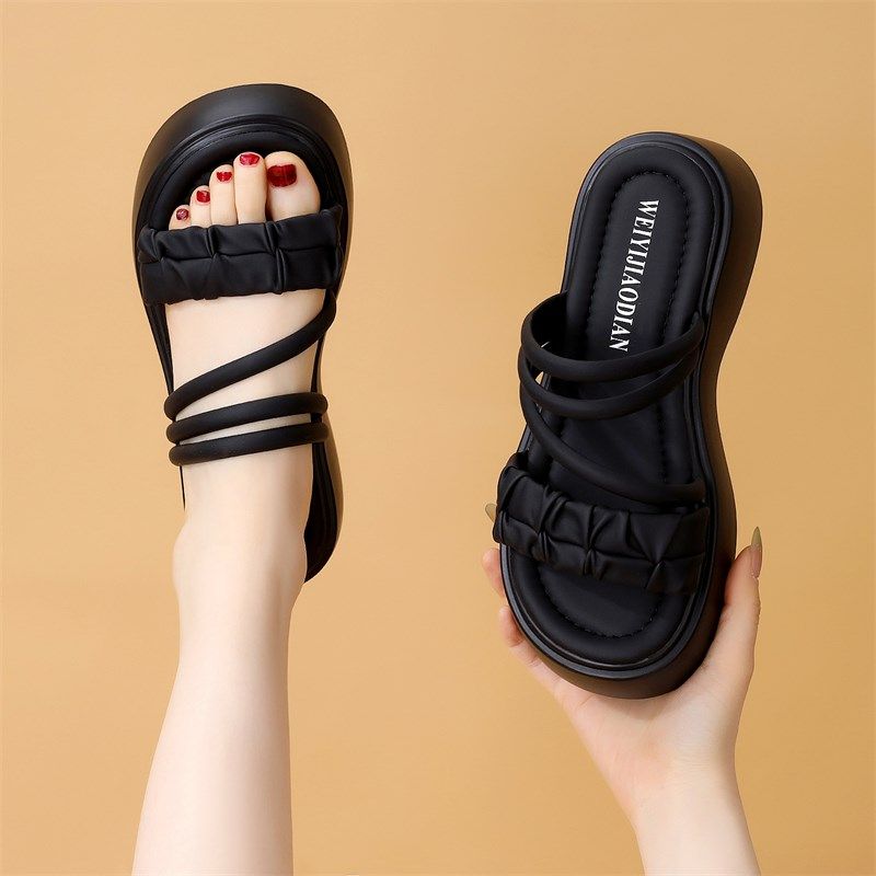 厚底两穿拖鞋女2025夏季外穿增高小个子百搭踩屎感配裙子软底凉鞋,女鞋,一字拖,淘宝优惠券,粉丝福利购,淘宝优惠卷