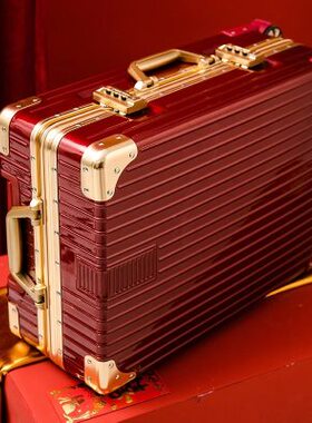 婚礼大红行李箱红色结婚箱包陪嫁拉杆箱女皮箱新娘嫁妆婚嫁手提箱